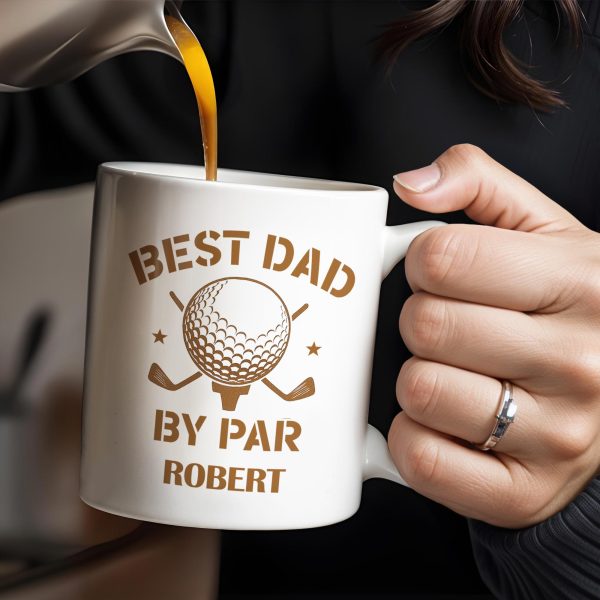 Best Dad By Par, Golf Ball and Golf Clubs - Personalized Custom Coffee Mug - GOLF003_MG