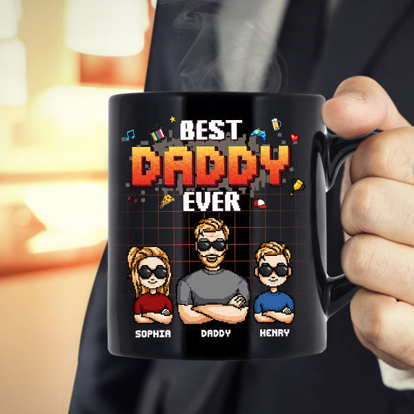 Best Dad Ever - Pixel Style - Personalized Mug Best Dad Ever - Pixel Style - Personalized Mug