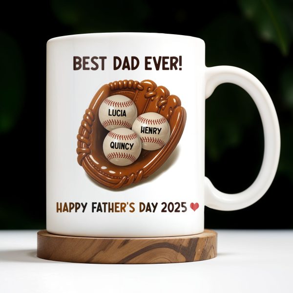 Best Dad Ever, Baseball Glove And Baseball - Personalized Custom Coffee Mug - DAD079_MG Best Dad Ever, Baseball Glove And Baseball - Personalized Custom Coffee Mug - DAD079_MG