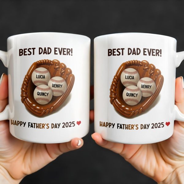 Best Dad Ever, Baseball Glove And Baseball - Personalized Custom Coffee Mug - DAD079_MG Best Dad Ever, Baseball Glove And Baseball - Personalized Custom Coffee Mug - DAD079_MG