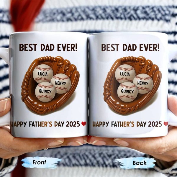 Best Dad Ever, Baseball Glove And Baseball - Personalized Custom Coffee Mug - DAD079_MG Best Dad Ever, Baseball Glove And Baseball - Personalized Custom Coffee Mug - DAD079_MG