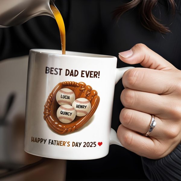 Best Dad Ever, Baseball Glove And Baseball - Personalized Custom Coffee Mug - DAD079_MG Best Dad Ever, Baseball Glove And Baseball - Personalized Custom Coffee Mug - DAD079_MG