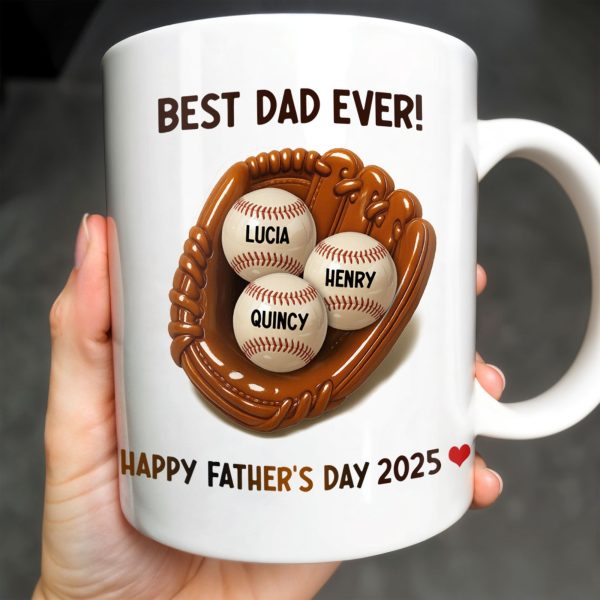 Best Dad Ever, Baseball Glove And Baseball - Personalized Custom Coffee Mug - DAD079_MG Best Dad Ever, Baseball Glove And Baseball - Personalized Custom Coffee Mug - DAD079_MG