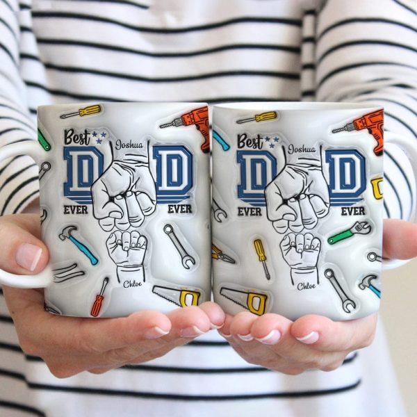 Best Dad Ever First Bump With 3D Inflated Effect Mug Personalized Gift HO82 890518 Best Dad Ever First Bump With 3D Inflated Effect Mug Personalized Gift HO82 890518