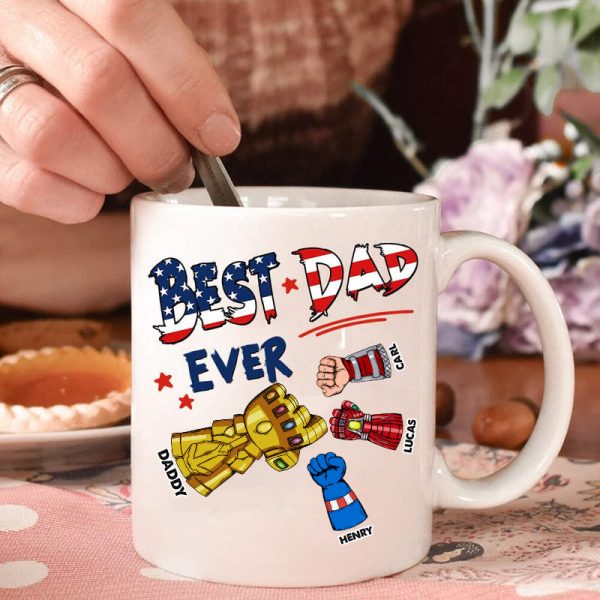Best Dad Ever Hand To Hands American Flag - Gift For Dad - Personalized Ceramic Mug Best Dad Ever Hand To Hands American Flag - Gift For Dad - Personalized Ceramic Mug