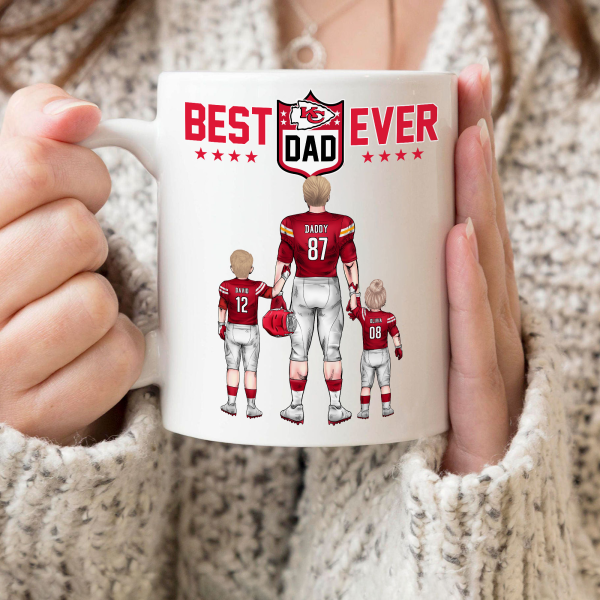 Best Dad Ever NFL Family - Personalized Mug - Gifts For American Football Lover | TM12 HN02