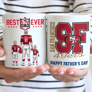 Best Dad Ever NFL Family - Personalized Mug - Gifts For American Football Lover | TM12 HN02
