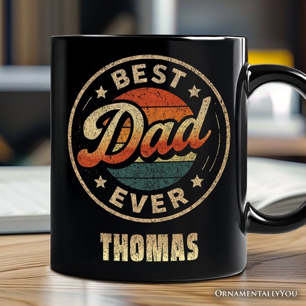 Best Dad Ever Retro Sunset Personalized Mug, Vintage Fathers Gift with Custom Name Best Dad Ever Retro Sunset Personalized Mug, Vintage Fathers Gift with Custom Name