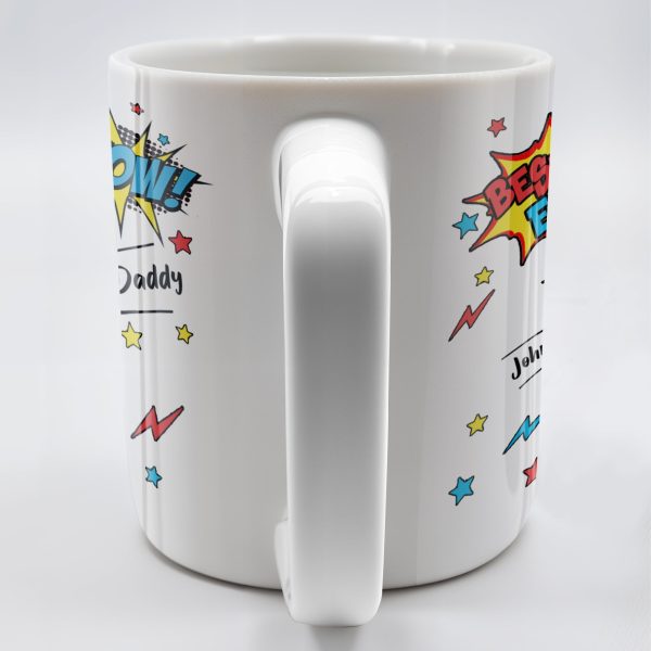 Best Dad Ever, Wow, Fist and Stars - Personalized Custom Coffee Mug - DAD039_MG