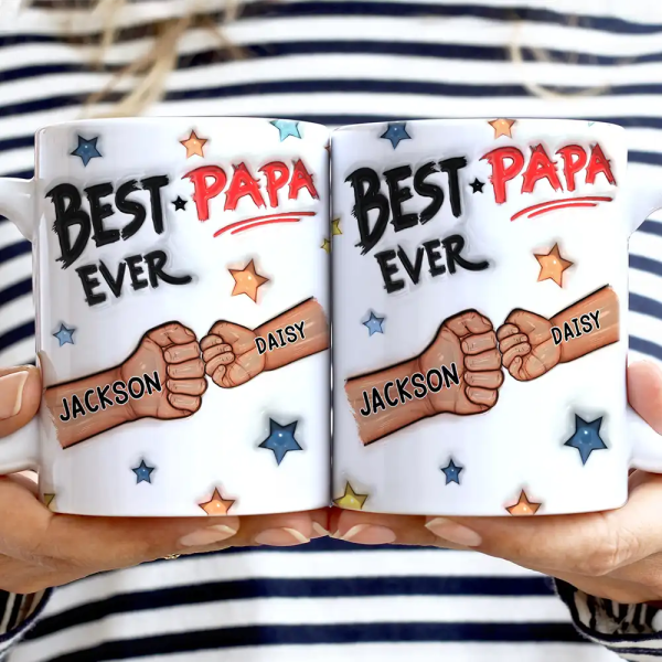 Best Dad Grandpa Ever Fist Bump - 3D Inflated Effect Printed Mug, Personalized White Edge-to-Edge Mug Best Dad Grandpa Ever Fist Bump - 3D Inflated Effect Printed Mug, Personalized White Edge-to-Edge Mug