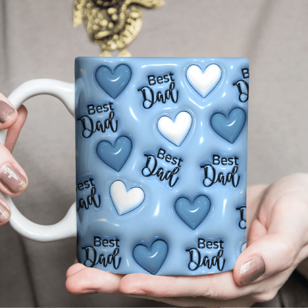 Best Dad With Heart Pattern 3D Inflated Effect Mug HO82 890524 Best Dad With Heart Pattern 3D Inflated Effect Mug HO82 890524