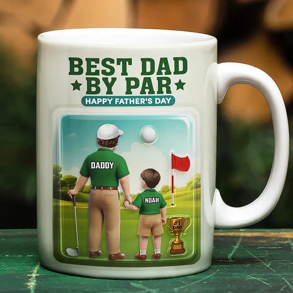 Best Daddy By Par 3D Effect - Personalized White Edge-to-Edge Mug Best Daddy By Par 3D Effect - Personalized White Edge-to-Edge Mug
