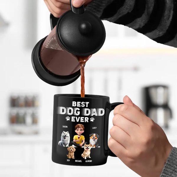 Best Dog Dad Ever 3D Effect - Personalized Black Mug Best Dog Dad Ever 3D Effect - Personalized Black Mug