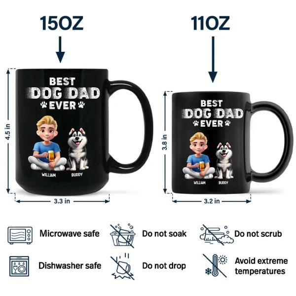 Best Dog Dad Ever 3D Effect - Personalized Black Mug Best Dog Dad Ever 3D Effect - Personalized Black Mug