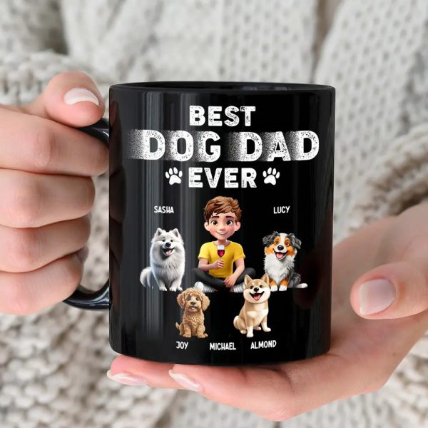 Best Dog Dad Ever 3D Effect - Personalized Black Mug Best Dog Dad Ever 3D Effect - Personalized Black Mug