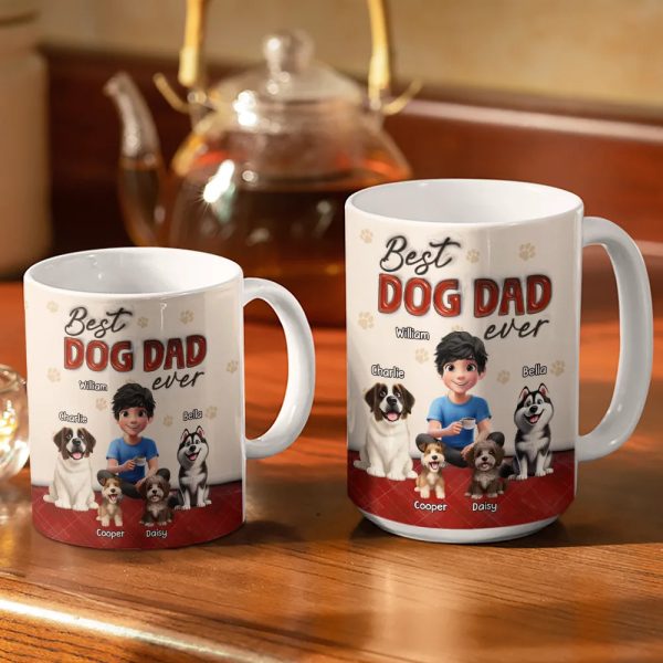 Best Dog Dad Ever 3D Effect - Personalized White Edge-to-Edge Mug Best Dog Dad Ever 3D Effect - Personalized White Edge-to-Edge Mug