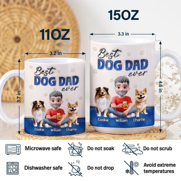 Best Dog Dad Ever 3D Effect - Personalized White Edge-to-Edge Mug Best Dog Dad Ever 3D Effect - Personalized White Edge-to-Edge Mug