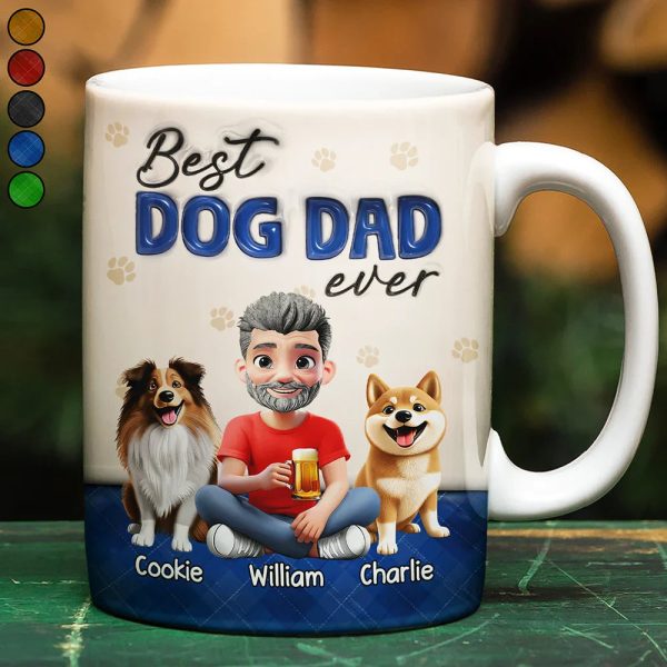 Best Dog Dad Ever 3D Effect - Personalized White Edge-to-Edge Mug Best Dog Dad Ever 3D Effect - Personalized White Edge-to-Edge Mug