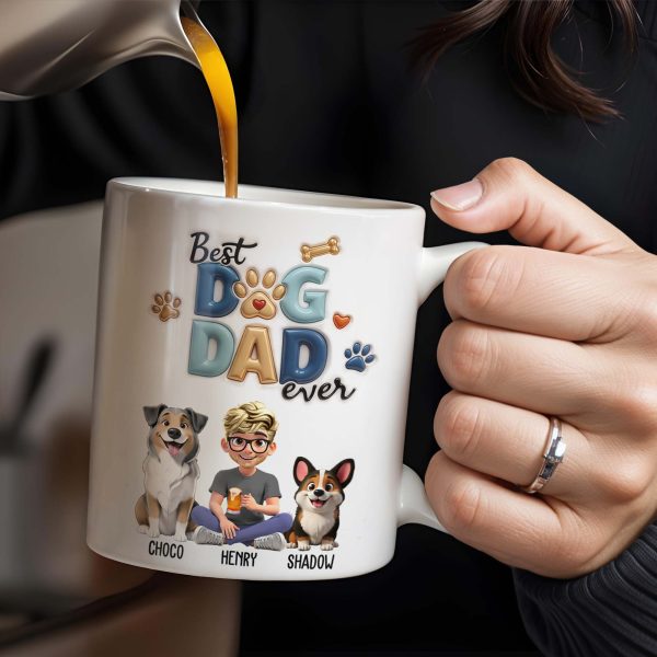 Best Dog Dad Ever, Dogs, Paws, And Beer Mug - Personalized Custom Coffee Mug - DAD056_MG