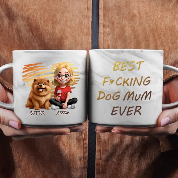 Best Dog Mom Ever 3D Effect - Personalized Marble Mug Best Dog Mom Ever 3D Effect - Personalized Marble Mug