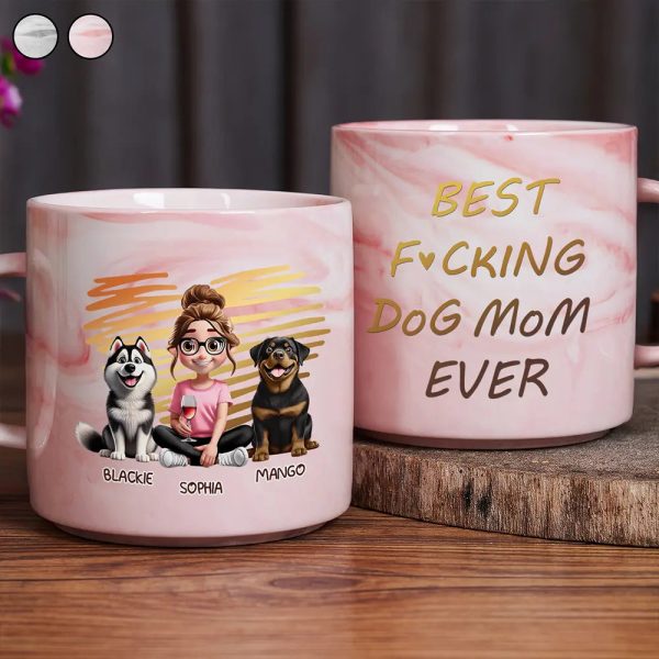Best Dog Mom Ever 3D Effect - Personalized Marble Mug Best Dog Mom Ever 3D Effect - Personalized Marble Mug