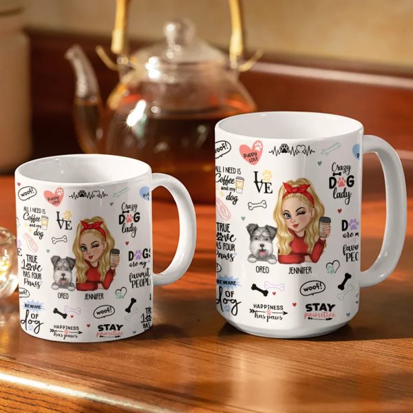 Best Dog Mom Puppy Love - Personalized White Edge-to-Edge Mug Best Dog Mom Puppy Love - Personalized White Edge-to-Edge Mug