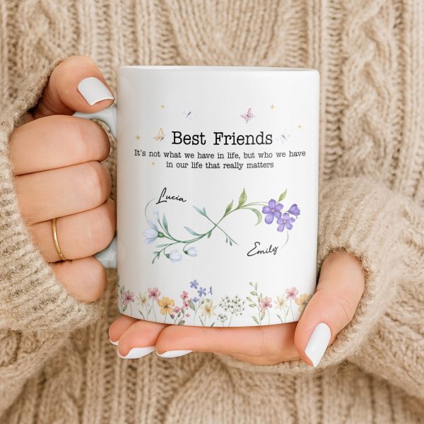 Best Friends, Lifes True Treasures, Flowers And Butterflies - Personalized Custom Coffee Mug - BST515_MG Best Friends, Lifes True Treasures, Flowers And Butterflies - Personalized Custom Coffee Mug - BST515_MG