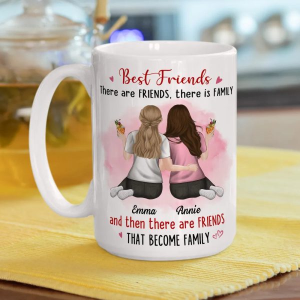 Best Friends White Ceramic Mug Personalized for Two Friends That Become Family, Cute Everyday Coffee Gift Best Friends White Ceramic Mug Personalized for Two Friends That Become Family, Cute Everyday Coffee Gift
