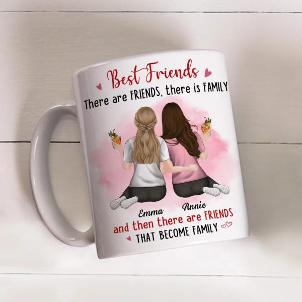 Best Friends White Ceramic Mug Personalized for Two Friends That Become Family, Cute Everyday Coffee Gift Best Friends White Ceramic Mug Personalized for Two Friends That Become Family, Cute Everyday Coffee Gift