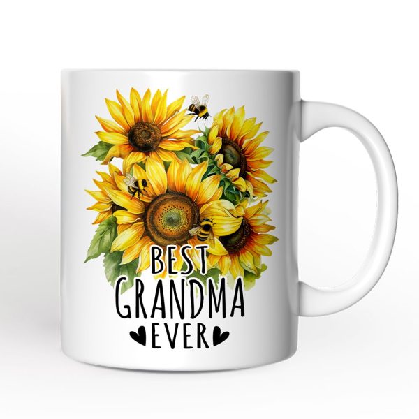 Best Grandma Ever Personalized Mug, Sunflower Grandmother Gift With Custom Name and Date Best Grandma Ever Personalized Mug, Sunflower Grandmother Gift With Custom Name and Date