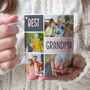 Best Grandma With Children, Photo Personalized White Mug
