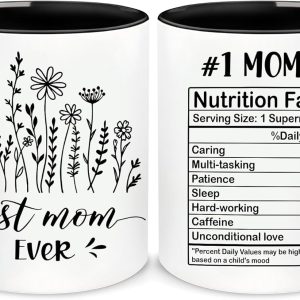 Best Mom Ever Coffee Mug, Gift for Mom Grandma Mother in Law from Daughter Son Kids, Birthday Mother's Day Christmas Gift Idea