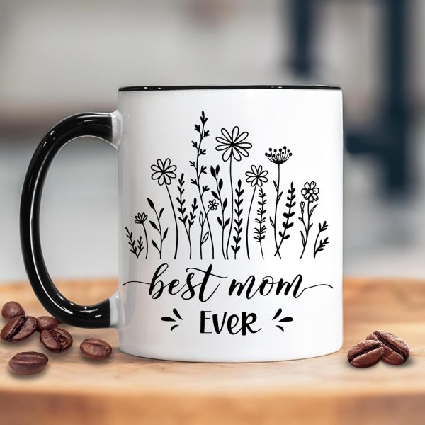 Best Mom Ever Coffee Mug, Gift for Mom Grandma Mother in Law from Daughter Son Kids, Birthday Mother's Day Christmas Gift Idea