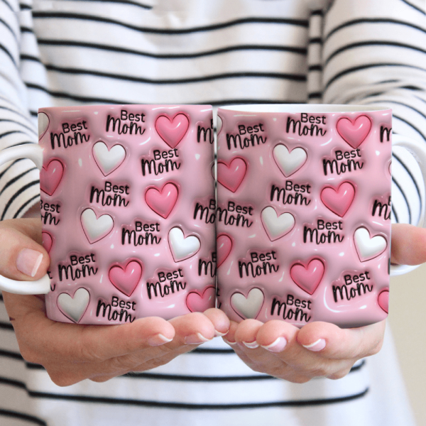 Best Mom Heart Pattern 3D Inflated Effect Mug Personalized Gift TH10 891025