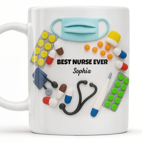 Best Nurse Ever With Stethoscope And Medical Tools - Personalized Custom Coffee Mug - NUR057_MG