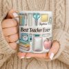 Best Teacher Ever With School Supplies Design - Personalized Custom Coffee Mug - TEACH068_MG