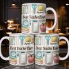 Best Teacher Ever With School Supplies Design - Personalized Custom Coffee Mug - TEACH068_MG