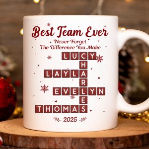 Best Team Ever Crossword Puzzle Art - Personalized Mug - Gift For Coworkers, Colleagues