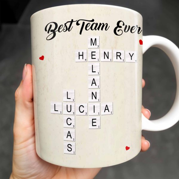 Best Team Ever Scrabble Tiles Heart Design - Personalized Custom Coffee Mug - COL099_MG Best Team Ever Scrabble Tiles Heart Design - Personalized Custom Coffee Mug - COL099_MG