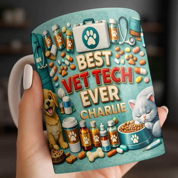 Best Vet Tech Ever, Dog Cat Love - Personalized Custom Coffee Mug - DOC093_MG