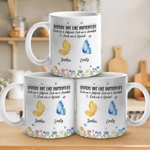 Bestie Are Like Butterflies - Bestie Personalized Custom 3D Inflated Effect Printed Mug - Christmas Gift For Best Friends, BFF, Sisters Bestie Are Like Butterflies - Bestie Personalized Custom 3D Inflated Effect Printed Mug - Christmas Gift For Best Friends, BFF, Sisters