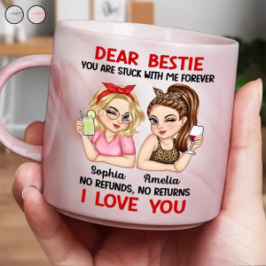 Bestie You Are Stuck With Me Forever - Personalized Marble Mug