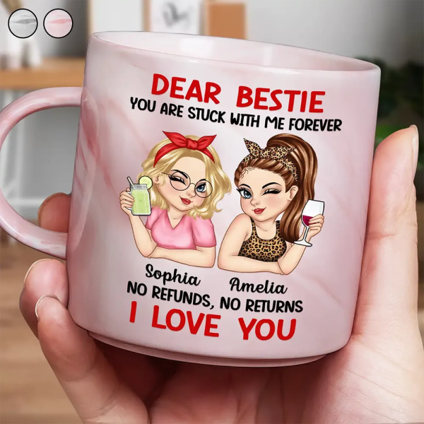 Bestie You Are Stuck With Me Forever - Personalized Marble Mug Bestie You Are Stuck With Me Forever - Personalized Marble Mug