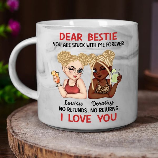 Bestie You Are Stuck With Me Forever - Personalized Marble Mug Bestie You Are Stuck With Me Forever - Personalized Marble Mug