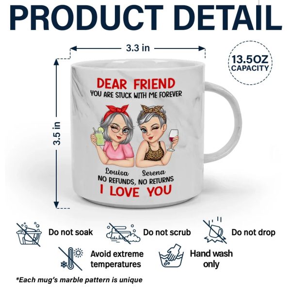 Bestie You Are Stuck With Me Forever - Personalized Marble Mug Bestie You Are Stuck With Me Forever - Personalized Marble Mug