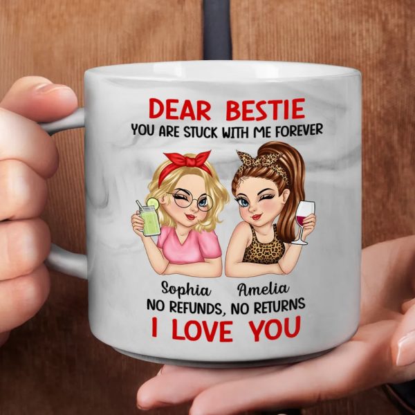 Bestie You Are Stuck With Me Forever - Personalized Marble Mug Bestie You Are Stuck With Me Forever - Personalized Marble Mug