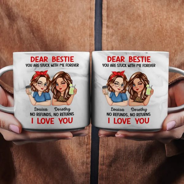Bestie You Are Stuck With Me Forever - Personalized Marble Mug Bestie You Are Stuck With Me Forever - Personalized Marble Mug