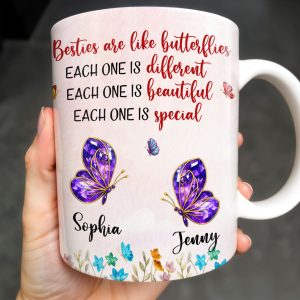 Besties Are Like Butterflies, Beautiful And Special - Personalized Custom Coffee Mug - BST483_MG