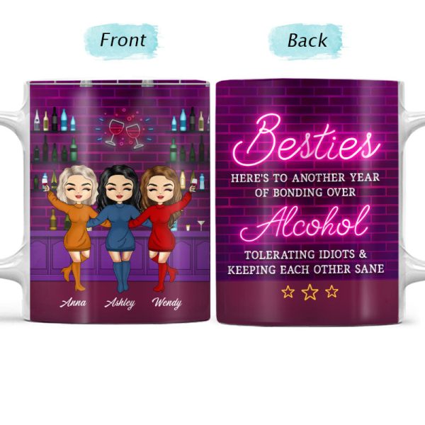 Besties Bonding Over Alcohol - Personalized Custom White Edge-to-Edge Mug Besties Bonding Over Alcohol - Personalized Custom White Edge-to-Edge Mug