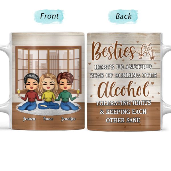 Besties Chibi Bonding Over Alcohol - Personalized Custom White Edge-to-Edge Mug Besties Chibi Bonding Over Alcohol - Personalized Custom White Edge-to-Edge Mug